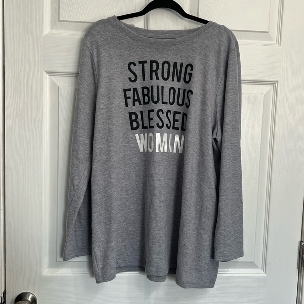 Strong Fabulous Blessed Woman Graphic Top- Lane Bryant- Size 18/20 - Grey